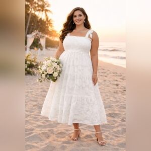 PINUP FASHION Summer Boho Beach Wedding Floral Tiered Smocked Maxi Dress NWT 24W